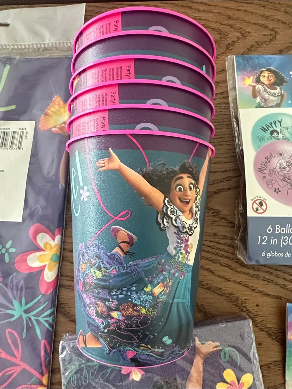 Disney Encanto Purple Floral Party Tableware Set with Teal Accents